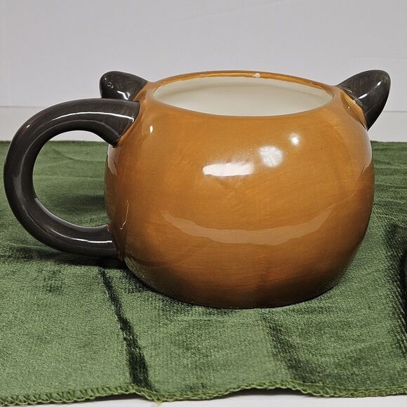 Vtg 3D Cute Red Fox Face Large Target Mug Bow Tie Green Eyes Microwaveable - Picture 6 of 11